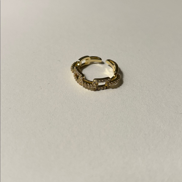 Jewelry - Gold Tone Adjustable Ring with Crystal Accents